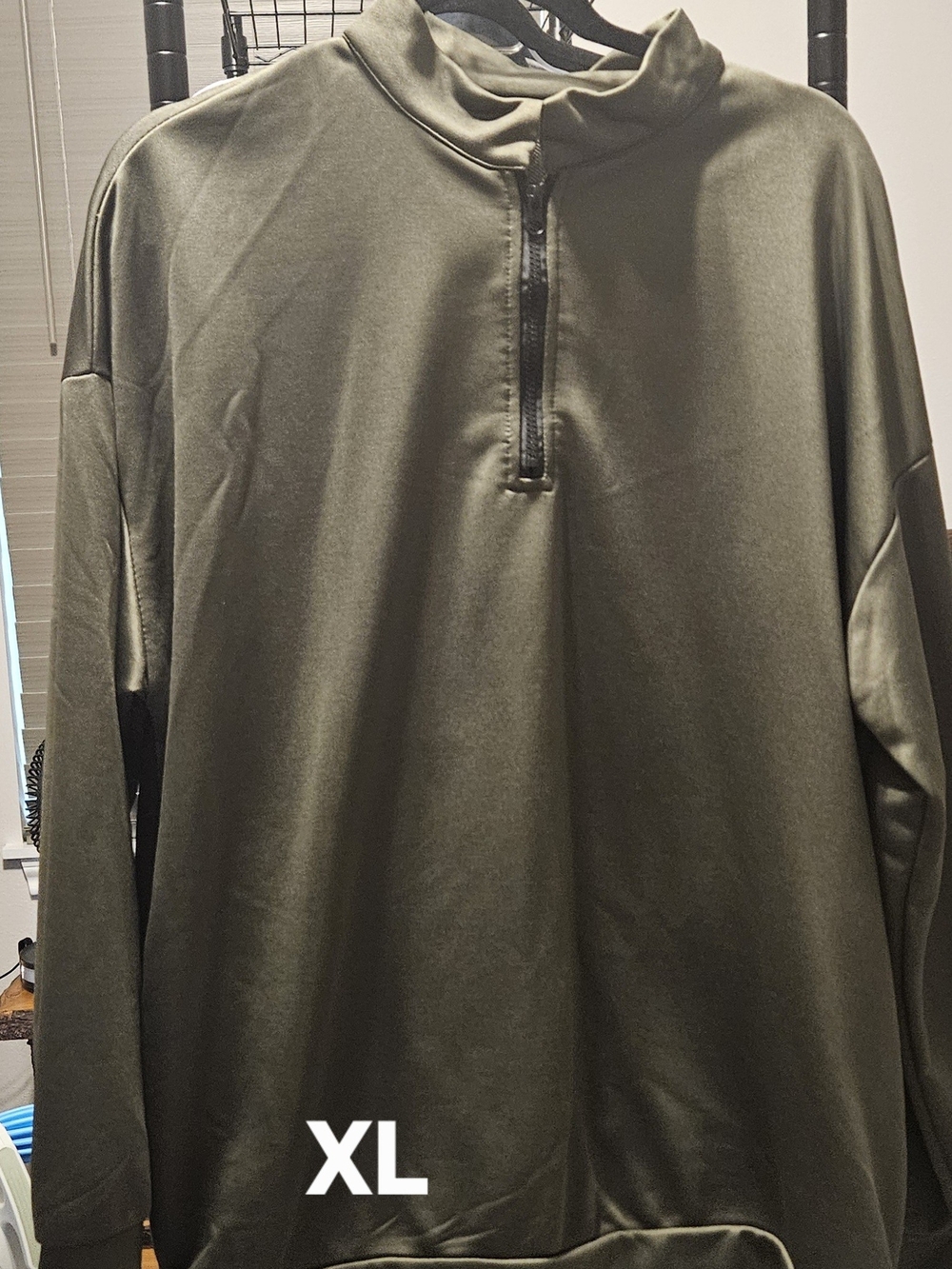 Olive Green Quarter-Zip Pullover - XL